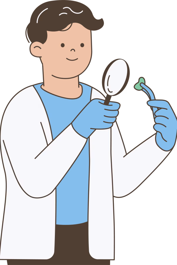 Scientist Examining Plant Specimen with Magnifying Glass